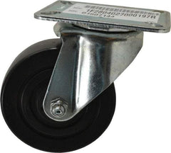 E.R. Wagner - 4" Diam x 1-3/8" Wide x 5-1/16" OAH Top Plate Mount Swivel Caster - Polyolefin, 300 Lb Capacity, Plain Bearing, 3-1/8 x 4-1/8" Plate - USA Tool & Supply