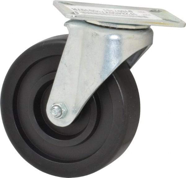 E.R. Wagner - 5" Diam x 1-3/8" Wide x 6-1/16" OAH Top Plate Mount Swivel Caster - Polyolefin, 350 Lb Capacity, Plain Bearing, 3-1/8 x 4-1/8" Plate - USA Tool & Supply