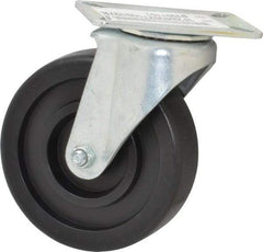 E.R. Wagner - 5" Diam x 1-3/8" Wide x 6-1/16" OAH Top Plate Mount Swivel Caster - Polyolefin, 350 Lb Capacity, Plain Bearing, 3-1/8 x 4-1/8" Plate - USA Tool & Supply