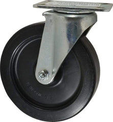E.R. Wagner - 6" Diam x 1-3/8" Wide x 7-1/16" OAH Top Plate Mount Swivel Caster - Polyolefin, 400 Lb Capacity, Plain Bearing, 3-1/8 x 4-1/8" Plate - USA Tool & Supply