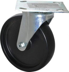 E.R. Wagner - 6" Diam x 1-3/8" Wide x 7-1/16" OAH Top Plate Mount Swivel Caster - Polyolefin, 400 Lb Capacity, Roller Bearing, 3-3/4 x 4-5/8" Plate - USA Tool & Supply