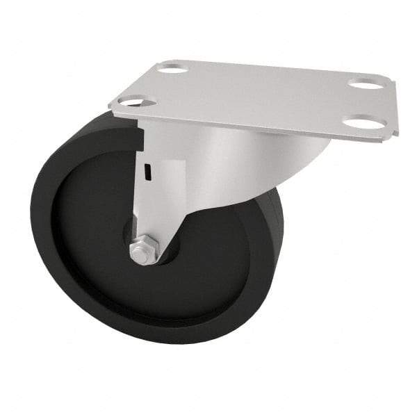 E.R. Wagner - 4" Diam x 1-1/4" Wide x 4-11/16" OAH Top Plate Mount Swivel Caster with Brake - Polyolefin, 255 Lb Capacity, Plain Bearing, 2-3/4 x 3-3/4" Plate - USA Tool & Supply