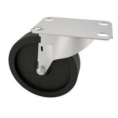 E.R. Wagner - 4" Diam x 1-1/4" Wide x 4-11/16" OAH Top Plate Mount Swivel Caster with Brake - Polyolefin, 255 Lb Capacity, Plain Bearing, 2-3/4 x 3-3/4" Plate - USA Tool & Supply