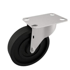 E.R. Wagner - 5" Diam x 1-1/4" Wide x 5-5/8" OAH Top Plate Mount Swivel Caster with Brake - Polyolefin, 280 Lb Capacity, Plain Bearing, 2-3/4 x 3-3/4" Plate - USA Tool & Supply