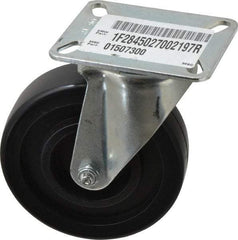 E.R. Wagner - 5" Diam x 1-3/8" Wide x 6-1/16" OAH Top Plate Mount Swivel Caster with Brake - Polyolefin, 350 Lb Capacity, Plain Bearing, 3-1/8 x 4-1/8" Plate - USA Tool & Supply