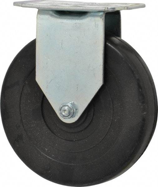 E.R. Wagner - 5" Diam x 1-1/4" Wide x 5-5/8" OAH Top Plate Mount Rigid Caster - Soft Rubber, 190 Lb Capacity, Delrin Bearing, 2-3/4 x 3-3/4" Plate - USA Tool & Supply
