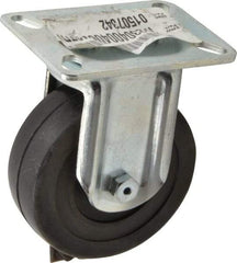 E.R. Wagner - 4" Diam x 1-3/8" Wide x 5-1/16" OAH Top Plate Mount Rigid Caster - Soft Rubber, 200 Lb Capacity, Delrin Bearing, 3-1/8 x 4-1/8" Plate - USA Tool & Supply