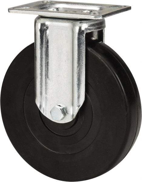 E.R. Wagner - 6" Diam x 1-3/8" Wide x 7-1/16" OAH Top Plate Mount Rigid Caster - Soft Rubber, 280 Lb Capacity, Delrin Bearing, 3-1/8 x 4-1/8" Plate - USA Tool & Supply