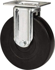 E.R. Wagner - 6" Diam x 1-3/8" Wide x 7-1/16" OAH Top Plate Mount Rigid Caster - Soft Rubber, 280 Lb Capacity, Delrin Bearing, 3-1/8 x 4-1/8" Plate - USA Tool & Supply