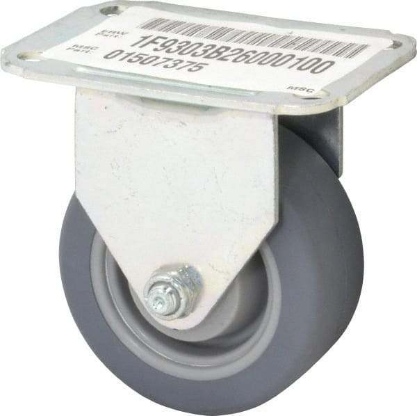 E.R. Wagner - 3" Diam x 1-1/4" Wide x 3-3/4" OAH Top Plate Mount Rigid Caster - TPR, 125 Lb Capacity, Delrin Bearing, 2-3/4 x 3-3/4" Plate - USA Tool & Supply