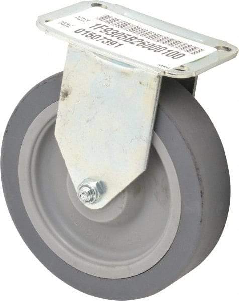 E.R. Wagner - 5" Diam x 1-1/4" Wide x 5-5/8" OAH Top Plate Mount Rigid Caster - TPR, 190 Lb Capacity, Delrin Bearing, 2-3/4 x 3-3/4" Plate - USA Tool & Supply