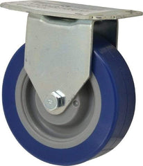 E.R. Wagner - 4" Diam x 1-1/4" Wide x 4-11/16" OAH Top Plate Mount Rigid Caster - Polyurethane, 275 Lb Capacity, Delrin Bearing, 2-3/4 x 3-3/4" Plate - USA Tool & Supply