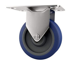 E.R. Wagner - 5" Diam x 1-1/4" Wide x 5-5/8" OAH Top Plate Mount Rigid Caster - Polyurethane, 280 Lb Capacity, Delrin Bearing, 2-3/4 x 3-3/4" Plate - USA Tool & Supply