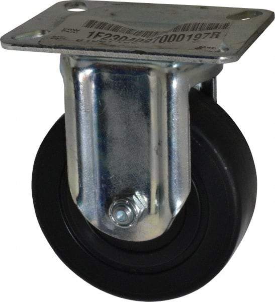 E.R. Wagner - 4" Diam x 1-3/8" Wide x 5-1/16" OAH Top Plate Mount Rigid Caster - Polyolefin, 300 Lb Capacity, Plain Bearing, 3-1/8 x 4-1/8" Plate - USA Tool & Supply
