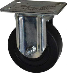 E.R. Wagner - 4" Diam x 1-3/8" Wide x 5-1/16" OAH Top Plate Mount Rigid Caster - Polyolefin, 300 Lb Capacity, Plain Bearing, 3-1/8 x 4-1/8" Plate - USA Tool & Supply