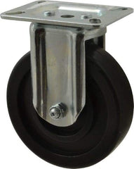 E.R. Wagner - 5" Diam x 1-3/8" Wide x 6-1/16" OAH Top Plate Mount Rigid Caster - Polyolefin, 350 Lb Capacity, Plain Bearing, 3-1/8 x 4-1/8" Plate - USA Tool & Supply