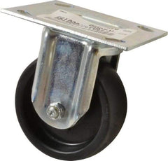 E.R. Wagner - 4" Diam x 1-3/8" Wide x 5-1/16" OAH Top Plate Mount Rigid Caster - Polyolefin, 300 Lb Capacity, Roller Bearing, 3-3/4 x 4-5/8" Plate - USA Tool & Supply