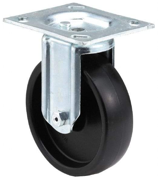 E.R. Wagner - 4" Diam x 1-1/2" Wide x 5-1/16" OAH Top Plate Mount Rigid Caster - Phenolic, 375 Lb Capacity, Roller Bearing, 3-1/8 x 4-1/8" Plate - USA Tool & Supply