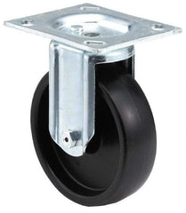 E.R. Wagner - 4" Diam x 1-1/4" Wide x 4-11/16" OAH Top Plate Mount Rigid Caster - TPR, 165 Lb Capacity, Delrin Bearing, 2-3/4 x 3-3/4" Plate - USA Tool & Supply