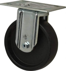 E.R. Wagner - 5" Diam x 1-3/8" Wide x 6-1/16" OAH Top Plate Mount Rigid Caster - Polyolefin, 350 Lb Capacity, Roller Bearing, 3-3/4 x 4-5/8" Plate - USA Tool & Supply