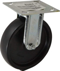 E.R. Wagner - 6" Diam x 1-3/8" Wide x 7-1/16" OAH Top Plate Mount Rigid Caster - Polyolefin, 400 Lb Capacity, Roller Bearing, 3-3/4 x 4-5/8" Plate - USA Tool & Supply