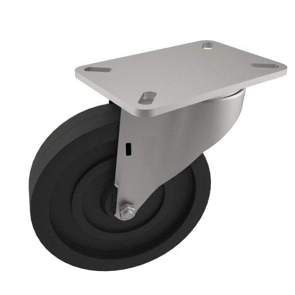 E.R. Wagner - 4" Diam x 1-1/2" Wide x 5-3/8" OAH Top Plate Mount Swivel Caster - Polyurethane, 375 Lb Capacity, Delrin Bearing, 3-1/8 x 4-1/8" Plate - USA Tool & Supply