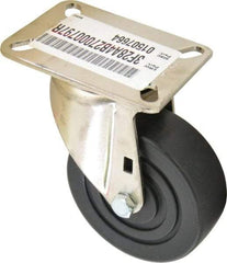 E.R. Wagner - 4" Diam x 1-3/8" Wide x 5-3/8" OAH Top Plate Mount Swivel Caster - Polyolefin, 375 Lb Capacity, Delrin Bearing, 3-1/8 x 4-1/8" Plate - USA Tool & Supply