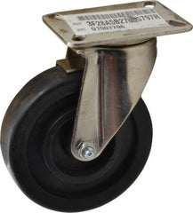 E.R. Wagner - 5" Diam x 1-3/8" Wide x 6-3/8" OAH Top Plate Mount Swivel Caster with Brake - Polyolefin, 450 Lb Capacity, Delrin Bearing, 3-1/8 x 4-1/8" Plate - USA Tool & Supply