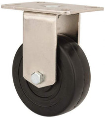 E.R. Wagner - 4" Diam x 1-3/8" Wide x 5-3/8" OAH Top Plate Mount Rigid Caster - Soft Rubber, 200 Lb Capacity, Delrin Bearing, 3-1/8 x 4-1/8" Plate - USA Tool & Supply