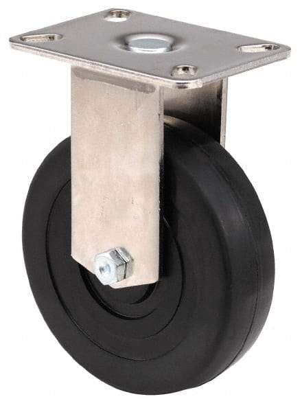 E.R. Wagner - 4" Diam x 1-1/2" Wide x 5-3/8" OAH Top Plate Mount Rigid Caster - TPR, 200 Lb Capacity, Delrin Bearing, 3-1/8 x 4-1/8" Plate - USA Tool & Supply