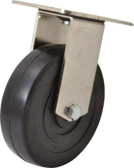 E.R. Wagner - 5" Diam x 1-3/8" Wide x 6-3/8" OAH Top Plate Mount Rigid Caster - Soft Rubber, 240 Lb Capacity, Delrin Bearing, 3-1/8 x 4-1/8" Plate - USA Tool & Supply