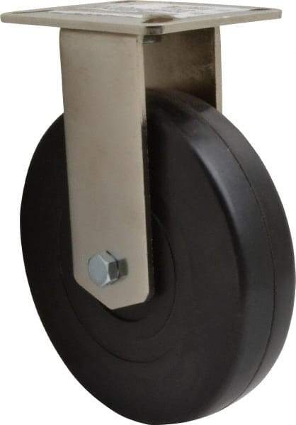 E.R. Wagner - 6" Diam x 1-3/8" Wide x 7-3/8" OAH Top Plate Mount Rigid Caster - Soft Rubber, 280 Lb Capacity, Delrin Bearing, 3-1/8 x 4-1/8" Plate - USA Tool & Supply