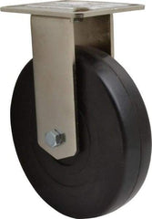 E.R. Wagner - 6" Diam x 1-3/8" Wide x 7-3/8" OAH Top Plate Mount Rigid Caster - Soft Rubber, 280 Lb Capacity, Delrin Bearing, 3-1/8 x 4-1/8" Plate - USA Tool & Supply