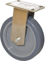 E.R. Wagner - 6" Diam x 1-1/2" Wide x 7-3/8" OAH Top Plate Mount Rigid Caster - TPR, 280 Lb Capacity, Delrin Bearing, 3-1/8 x 4-1/8" Plate - USA Tool & Supply