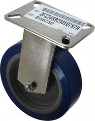 E.R. Wagner - 5" Diam x 1-1/2" Wide x 6-3/8" OAH Top Plate Mount Rigid Caster - Polyurethane, 450 Lb Capacity, Delrin Bearing, 3-1/8 x 4-1/8" Plate - USA Tool & Supply
