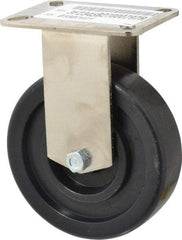 E.R. Wagner - 5" Diam x 1-3/8" Wide x 6-3/8" OAH Top Plate Mount Rigid Caster - Polyolefin, 450 Lb Capacity, Plastic Bearing, 3-1/8 x 4-1/8" Plate - USA Tool & Supply