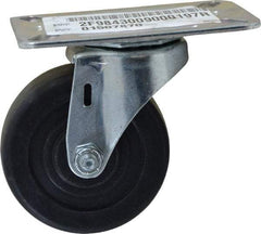 E.R. Wagner - 3" Diam x 1-1/4" Wide x 3-3/4" OAH Top Plate Mount Swivel Caster - Hard Rubber, 210 Lb Capacity, Delrin Bearing, 3-1/8 x 4-1/8" Plate - USA Tool & Supply