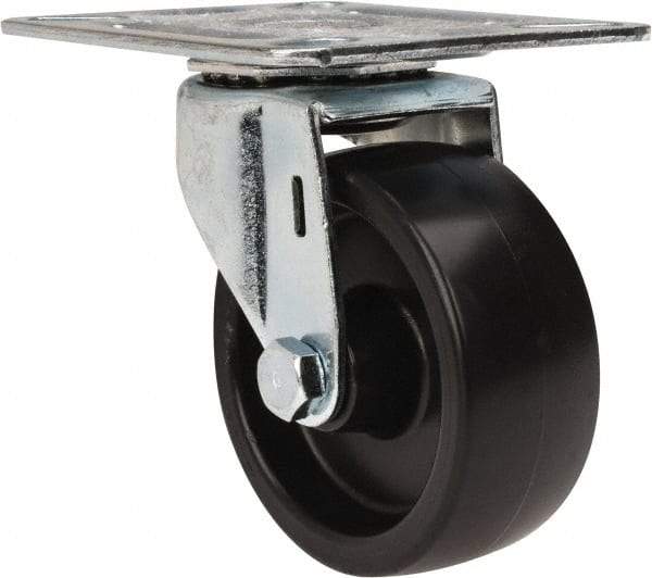 E.R. Wagner - 3" Diam x 1-1/4" Wide x 3-3/4" OAH Top Plate Mount Swivel Caster - Polyolefin, 210 Lb Capacity, Plain Bearing, 3-1/8 x 4-1/8" Plate - USA Tool & Supply