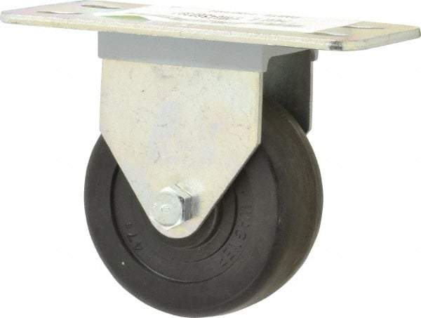 E.R. Wagner - 3" Diam x 1-1/4" Wide x 3-3/4" OAH Top Plate Mount Rigid Caster - Hard Rubber, 210 Lb Capacity, Delrin Bearing, 2-1/2 x 5" Plate - USA Tool & Supply
