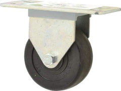 E.R. Wagner - 3" Diam x 1-1/4" Wide x 3-3/4" OAH Top Plate Mount Rigid Caster - Hard Rubber, 210 Lb Capacity, Delrin Bearing, 2-1/2 x 5" Plate - USA Tool & Supply