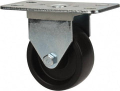 E.R. Wagner - 3" Diam x 1-1/4" Wide x 3-3/4" OAH Top Plate Mount Rigid Caster - Polyolefin, 210 Lb Capacity, Plain Bearing, 2-1/2 x 5" Plate - USA Tool & Supply