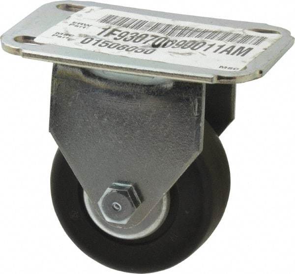 E.R. Wagner - 3" Diam x 1-1/8" Wide x 3-7/16" OAH Top Plate Mount Rigid Caster - Hard Rubber, 175 Lb Capacity, Sintered Bearing, 2-3/4 x 3-3/4" Plate - USA Tool & Supply