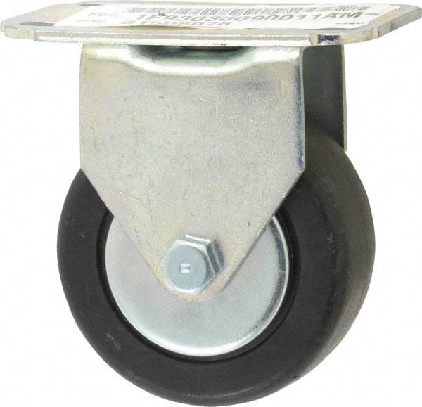 E.R. Wagner - 3" Diam x 1-1/4" Wide x 3-3/4" OAH Top Plate Mount Rigid Caster - Hard Rubber, 210 Lb Capacity, Delrin Bearing, 2-3/4 x 3-3/4" Plate - USA Tool & Supply