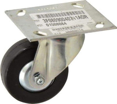 E.R. Wagner - 3-1/2" Diam x 1-1/4" Wide x 4-5/8" OAH Top Plate Mount Swivel Caster - Soft Rubber, 155 Lb Capacity, Delrin Bearing, 3-3/4 x 4-5/8" Plate - USA Tool & Supply