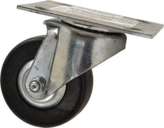 E.R. Wagner - 3-1/2" Diam x 1-1/4" Wide x 4-5/8" OAH Top Plate Mount Swivel Caster - Hard Rubber, 250 Lb Capacity, Delrin Bearing, 3-3/4 x 4-5/8" Plate - USA Tool & Supply