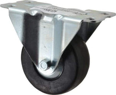 E.R. Wagner - 4" Diam x 1-5/8" Wide x 5" OAH Top Plate Mount Rigid Caster - Hard Rubber, 400 Lb Capacity, Delrin Bearing, 3-3/16 x 6-5/32" Plate - USA Tool & Supply