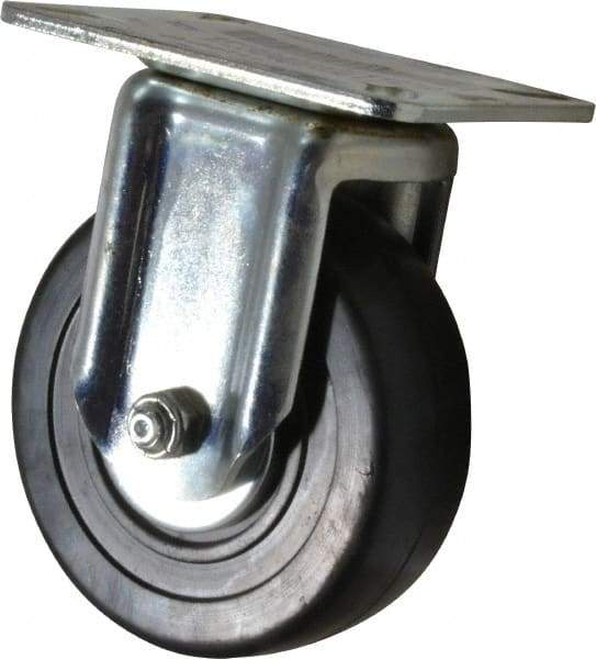 E.R. Wagner - 4" Diam x 1-3/8" Wide x 5-1/16" OAH Top Plate Mount Rigid Caster - Soft Rubber, 200 Lb Capacity, Delrin Bearing, 3-1/8 x 4-1/8" Plate - USA Tool & Supply