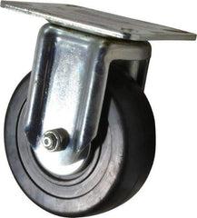 E.R. Wagner - 4" Diam x 1-3/8" Wide x 5-1/16" OAH Top Plate Mount Rigid Caster - Soft Rubber, 200 Lb Capacity, Delrin Bearing, 3-1/8 x 4-1/8" Plate - USA Tool & Supply