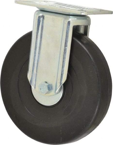E.R. Wagner - 6" Diam x 1-3/8" Wide x 7-1/16" OAH Top Plate Mount Rigid Caster - Soft Rubber, 280 Lb Capacity, Delrin Bearing, 3-1/8 x 4-1/8" Plate - USA Tool & Supply