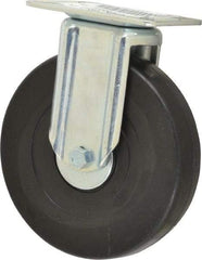 E.R. Wagner - 6" Diam x 1-3/8" Wide x 7-1/16" OAH Top Plate Mount Rigid Caster - Soft Rubber, 280 Lb Capacity, Delrin Bearing, 3-1/8 x 4-1/8" Plate - USA Tool & Supply